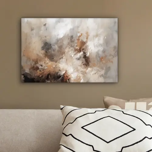 Verf - Abstract - Beige - Kunst canvas 2cm klein -sfeer3