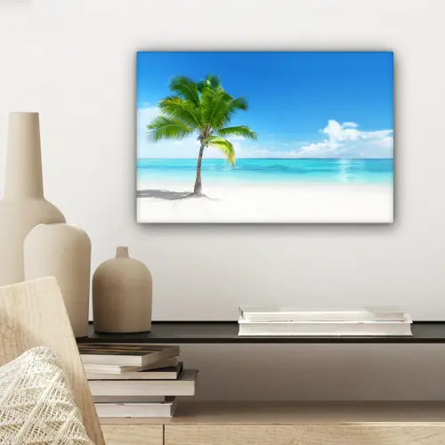 Palmboom - Strand - Zee - Zomer canvas 2cm klein -sfeer6