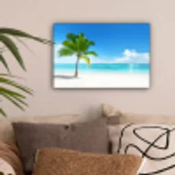 Palmboom - Strand - Zee - Zomer canvas 2cm klein -sfeer1