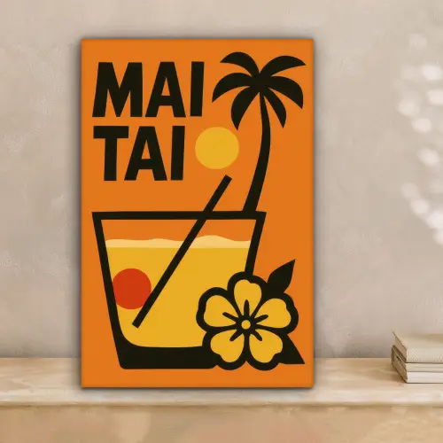 Palmboom - Bloem - Art - Drink canvas 2cm klein -sfeer1