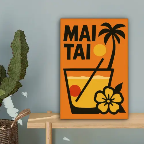 Palmboom - Bloem - Art - Drink canvas 2cm klein -sfeer4