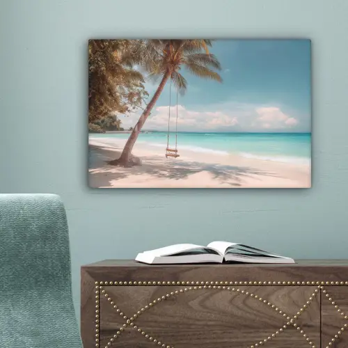 Palmboom - Schommel - Strand - Lucht canvas 2cm klein -sfeer4