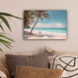Palmboom - Schommel - Strand - Lucht canvas 2cm klein -sfeer1