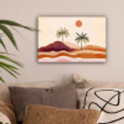 Palmbomen - Abstract - Zon - Heuvels canvas 2cm klein -sfeer1