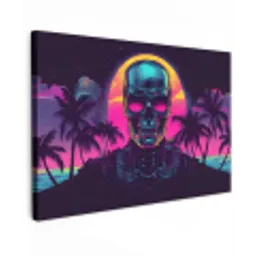 Palmbomen - Hoofd - Metallic - Zonsondergang canvas 2cm klein -z3d