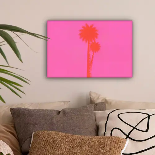 Palmbomen - Modern - Roze canvas 2cm klein -sfeer1