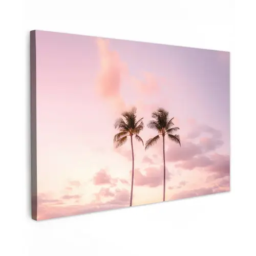 Palmbomen - Paars - Wolken - Lucht canvas 2cm klein -z3d