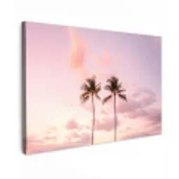Palmbomen - Paars - Wolken - Lucht canvas 2cm klein -z3d