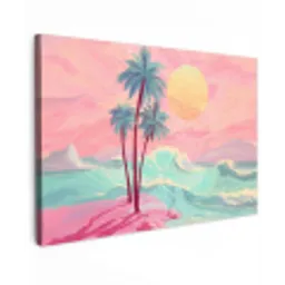 Palmbomen - Golven - Zee canvas 2cm klein -z3d