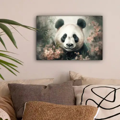 Panda - Dieren - Bloemen - Planten canvas 2cm klein -sfeer1