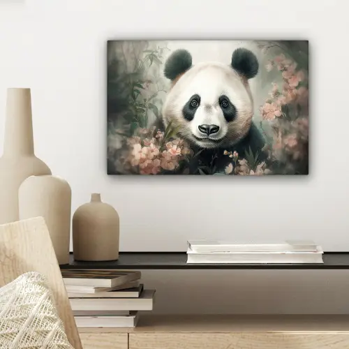 Panda - Dieren - Bloemen - Planten canvas 2cm klein -sfeer6