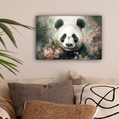 Panda - Dieren - Bloemen - Planten canvas 2cm klein -sfeer1
