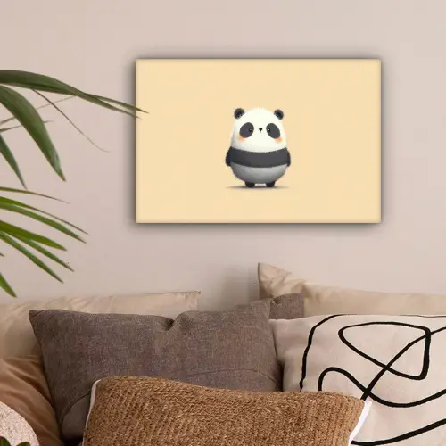 Panda - Beige - Minimalistisch canvas 2cm klein -sfeer1