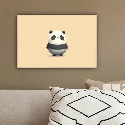 Panda - Beige - Minimalistisch canvas 2cm klein -sfeer3