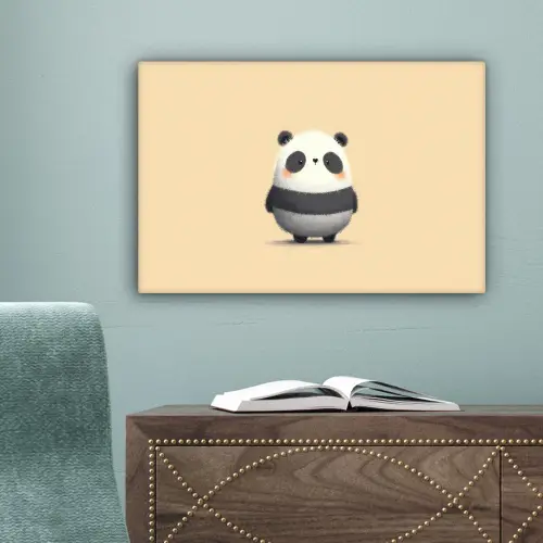 Panda - Beige - Minimalistisch canvas 2cm klein -sfeer4