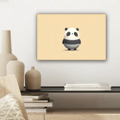 Panda - Beige - Minimalistisch canvas 2cm klein -sfeer6