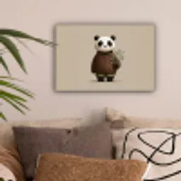 Panda - Blauwe bloemen - Zachtheid canvas 2cm klein -sfeer1
