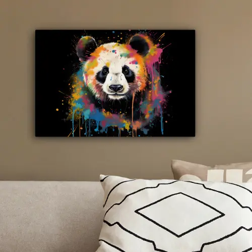 Panda - Graffiti - Dieren - Zwart - Kleuren canvas 2cm klein -sfeer3