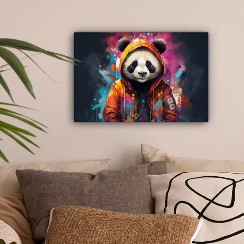 Panda - Jas - Graffiti - Oranje canvas 2cm klein -sfeer1