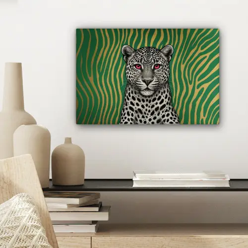 Panter - Zebrapatroon - Groen canvas 2cm klein -sfeer6