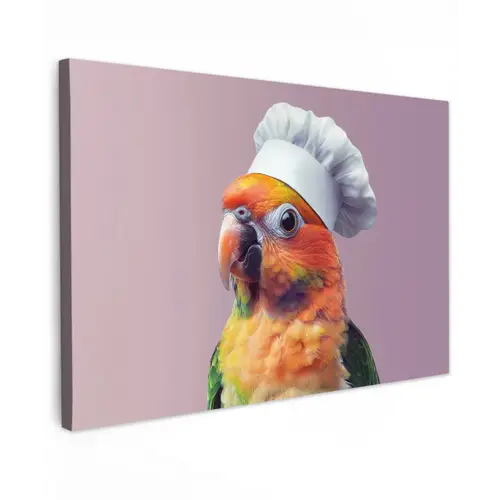 Papegaai - Koksmuts - Nieuwsgierig - Vogel canvas 2cm klein -z3d
