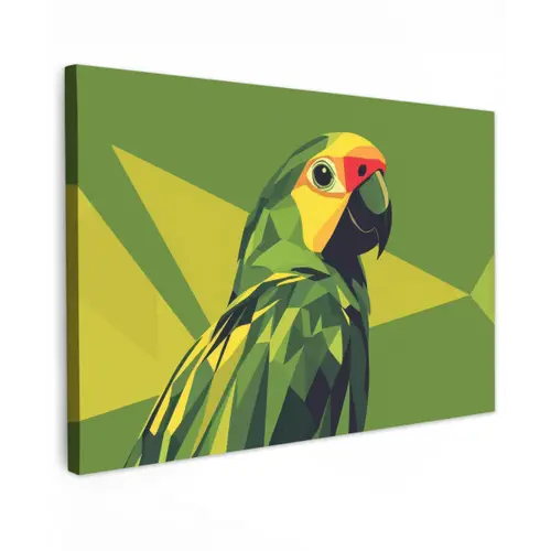 Papegaai - Groen - Snavel - Abstract canvas 2cm klein -z3d
