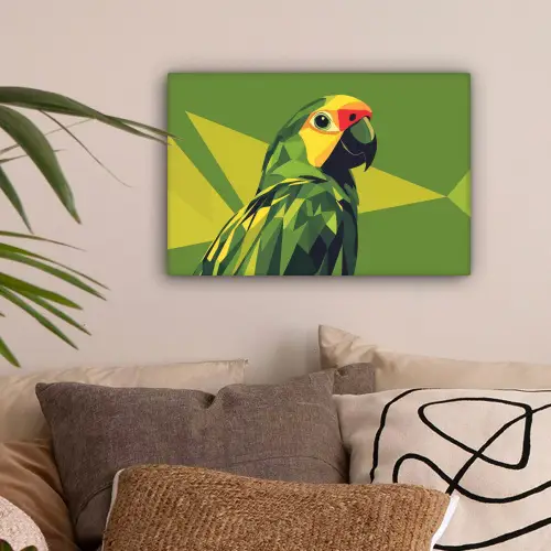Papegaai - Groen - Snavel - Abstract canvas 2cm klein -sfeer1