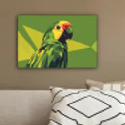 Papegaai - Groen - Snavel - Abstract canvas 2cm klein -sfeer3