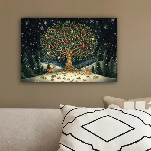 Feestboom - Winterhemel - Kleurrijk canvas 2cm klein -sfeer3