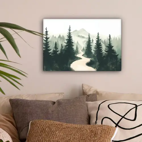 Pad - Bomen - Bos - Illustratie canvas 2cm klein -sfeer1