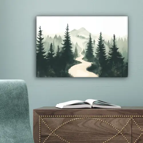 Pad - Bomen - Bos - Illustratie canvas 2cm klein -sfeer4