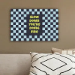 Patroon - Geblok - Blauw - Slow down you're doing fine canvas 2cm klein -sfeer3