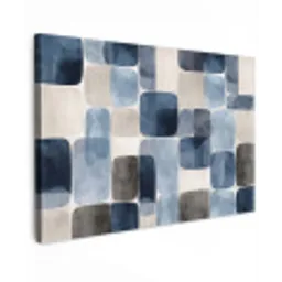 Patroon - Blauw - Vierkanten canvas 2cm klein -z3d