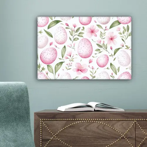 Patroon - Eieren - Roze - Pasen canvas 2cm klein -sfeer4