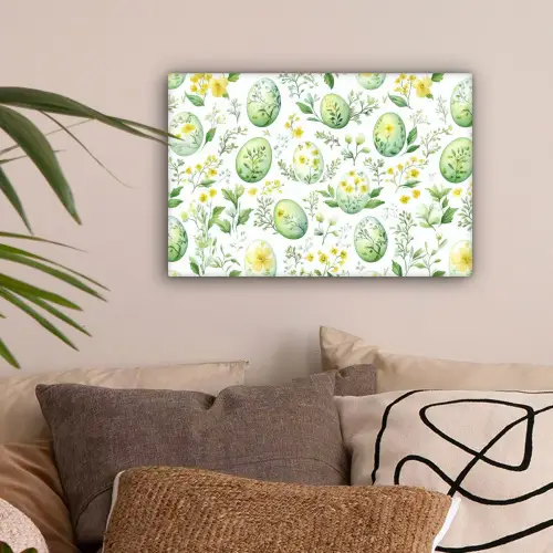 Patroon - Groen - Eieren canvas 2cm klein -sfeer1