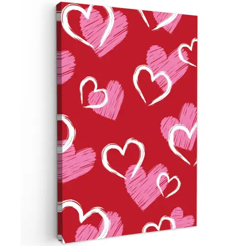 Patroon - Hartjes - Roze - Valentijn canvas 2cm klein -z3d