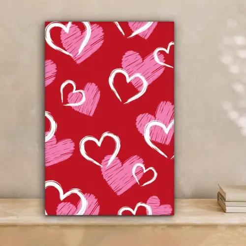 Patroon - Hartjes - Roze - Valentijn canvas 2cm klein -sfeer1