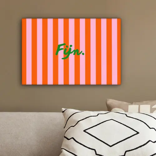 Patroon - Oranje - Fijn - Strepen canvas 2cm klein -sfeer3