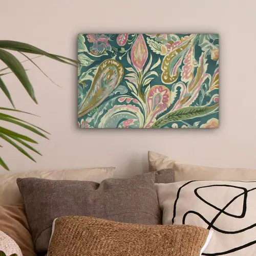 Patroon - Kleurrijk - Sierlijk - Groen canvas 2cm klein -sfeer1