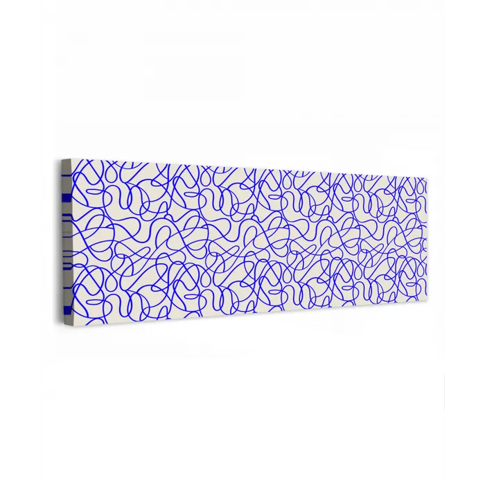 Patronen - Beige - Blauw - Lijnen canvas 2cm klein 828 -z3d