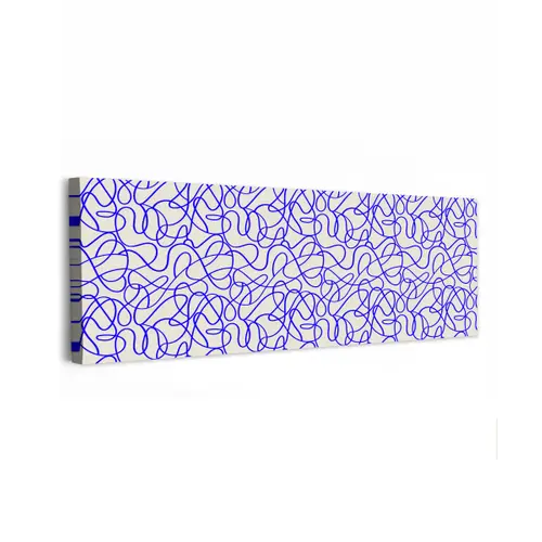 Patronen - Beige - Blauw - Lijnen canvas 2cm klein 828 -z3d