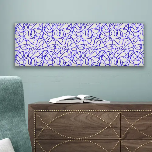 Patronen - Beige - Blauw - Lijnen canvas 2cm klein 828 -sfeer4