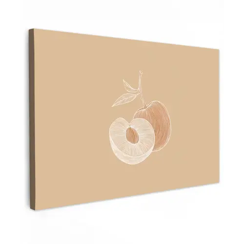 Perzik - Lijntekening - Pit - Beige canvas 2cm klein -z3d