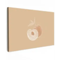 Perzik - Lijntekening - Pit - Beige canvas 2cm klein -z3d
