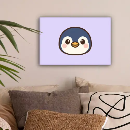 Pinguïn - Paars - Schattig canvas 2cm klein -sfeer1