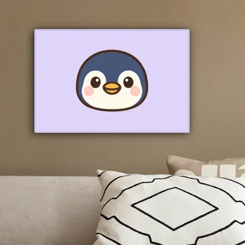 Pinguïn - Paars - Schattig canvas 2cm klein -sfeer3