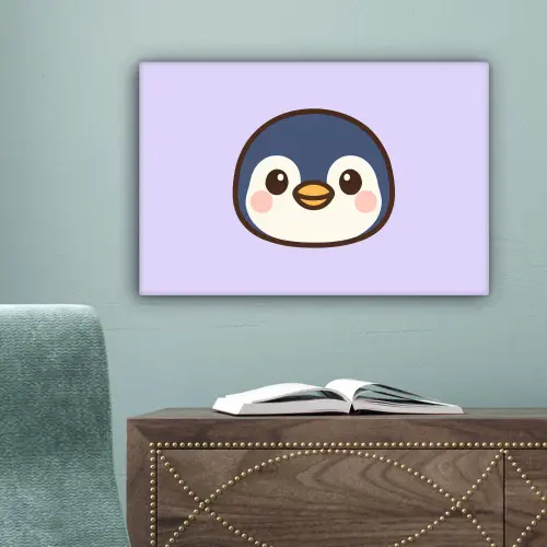 Pinguïn - Paars - Schattig canvas 2cm klein -sfeer4