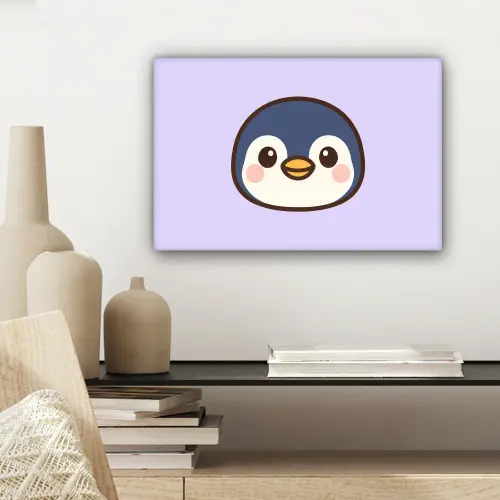 Pinguïn - Paars - Schattig canvas 2cm klein -sfeer6