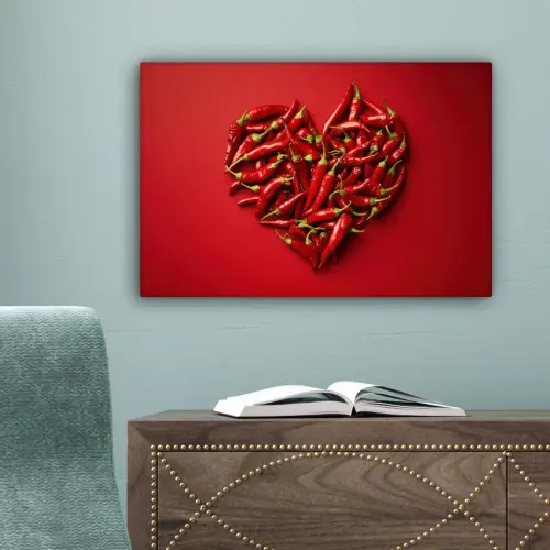 Pepers - Rood - Hart canvas 2cm klein -sfeer4