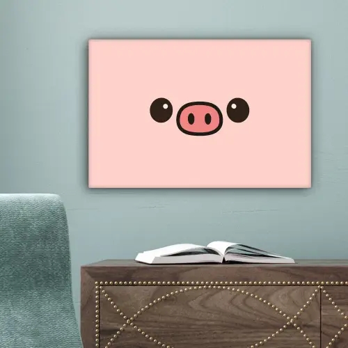 Varken - Roze - Minimalistisch canvas 2cm klein -sfeer4